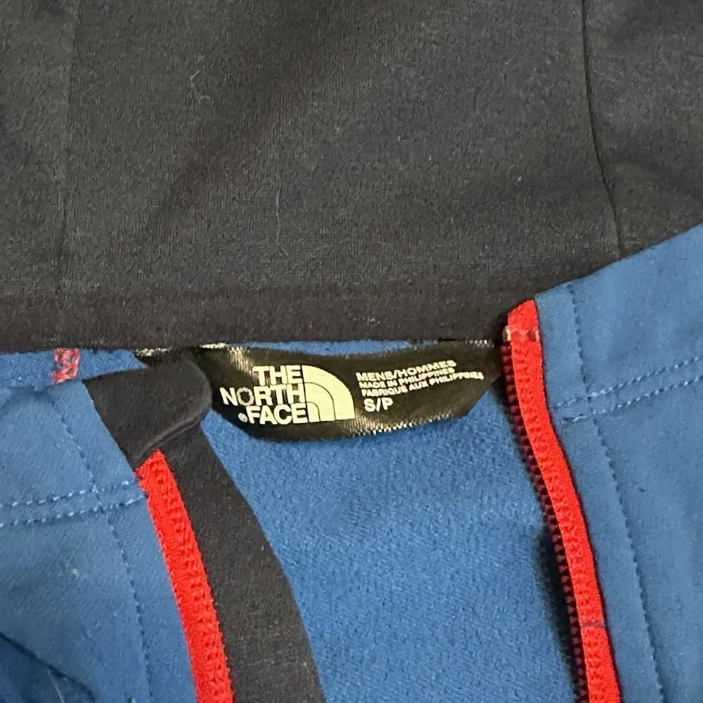 North Face Soft Shell Kilowatt Hooded Full Zip Jacket Blue Outdoors Hiking Small